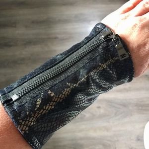Handmade fabric black goth gauntlet cuff pair